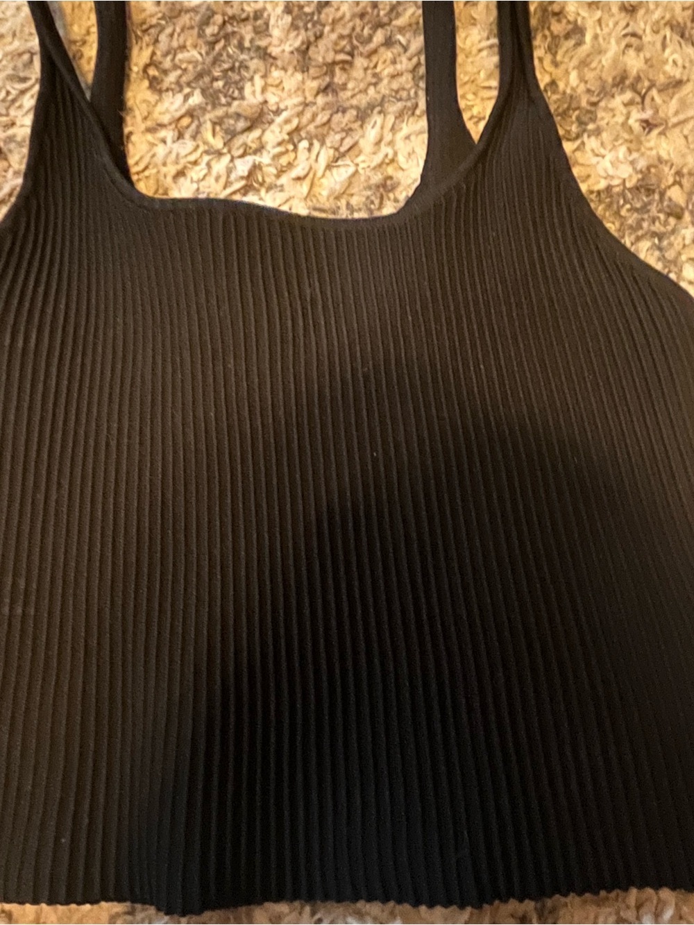 Forever 21 Black Ribbed Cropped Tank - Slim Straps woman’s xl - Picture 3 of 3